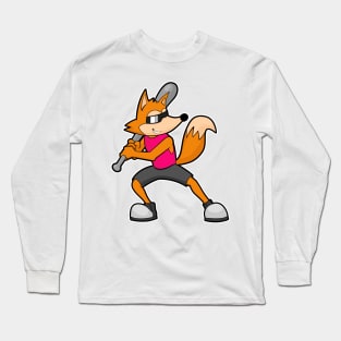 Fox at Baseball with Baseball bat Long Sleeve T-Shirt